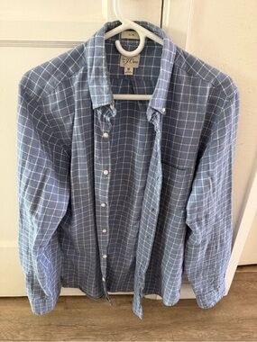 J. Crew Men's Light Blue Windowpane Button-Down Shirt